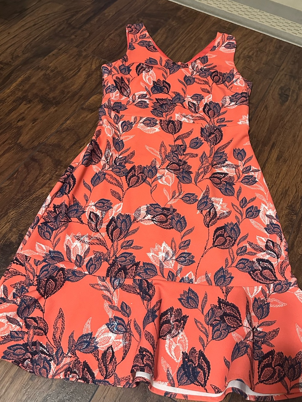 Banana Republic Coral Floral Fit-and-Flare Dress